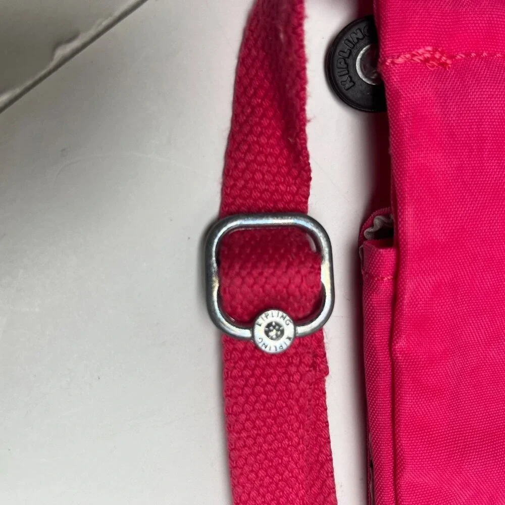 Kipling Pink Crinkle Nylon Crossbody Bag Mini Messenger Travel Shoulder Bag